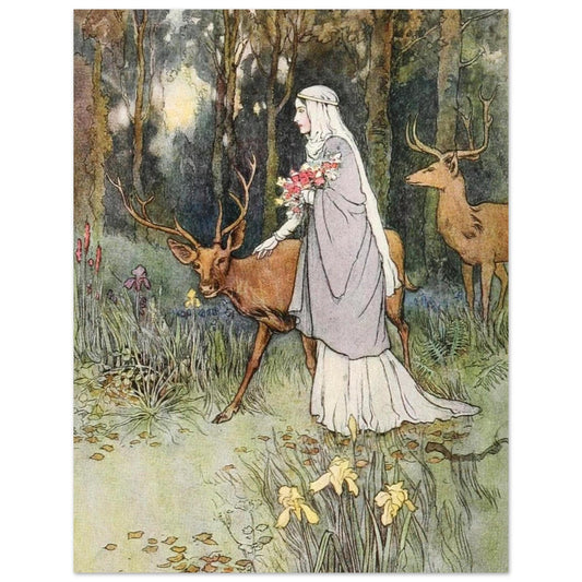 Warwick Goble 1862 -   Deer Fairytale - Vintage Art Print