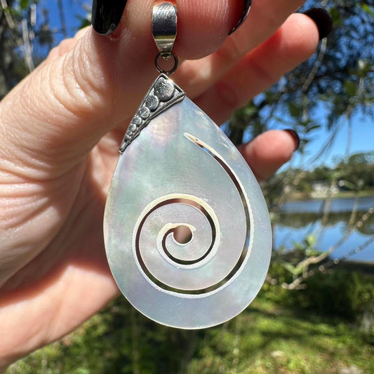 Sterling Silver Mother of Pearl Spiral Pendant Pendant