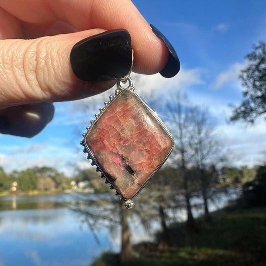 Sterling Silver Pink Natural Ruby Stone Pendant