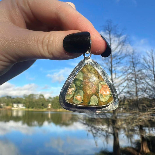 Sterling Silver Rainforest Jasper Pendant