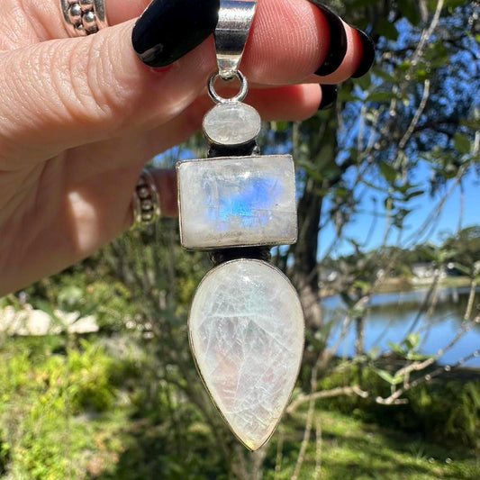 Sterling Silver Rainbow Moonstone Pendant