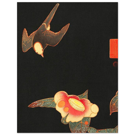 Ito Jakuchu - Swallow and Camellia  - Vintage Art Print
