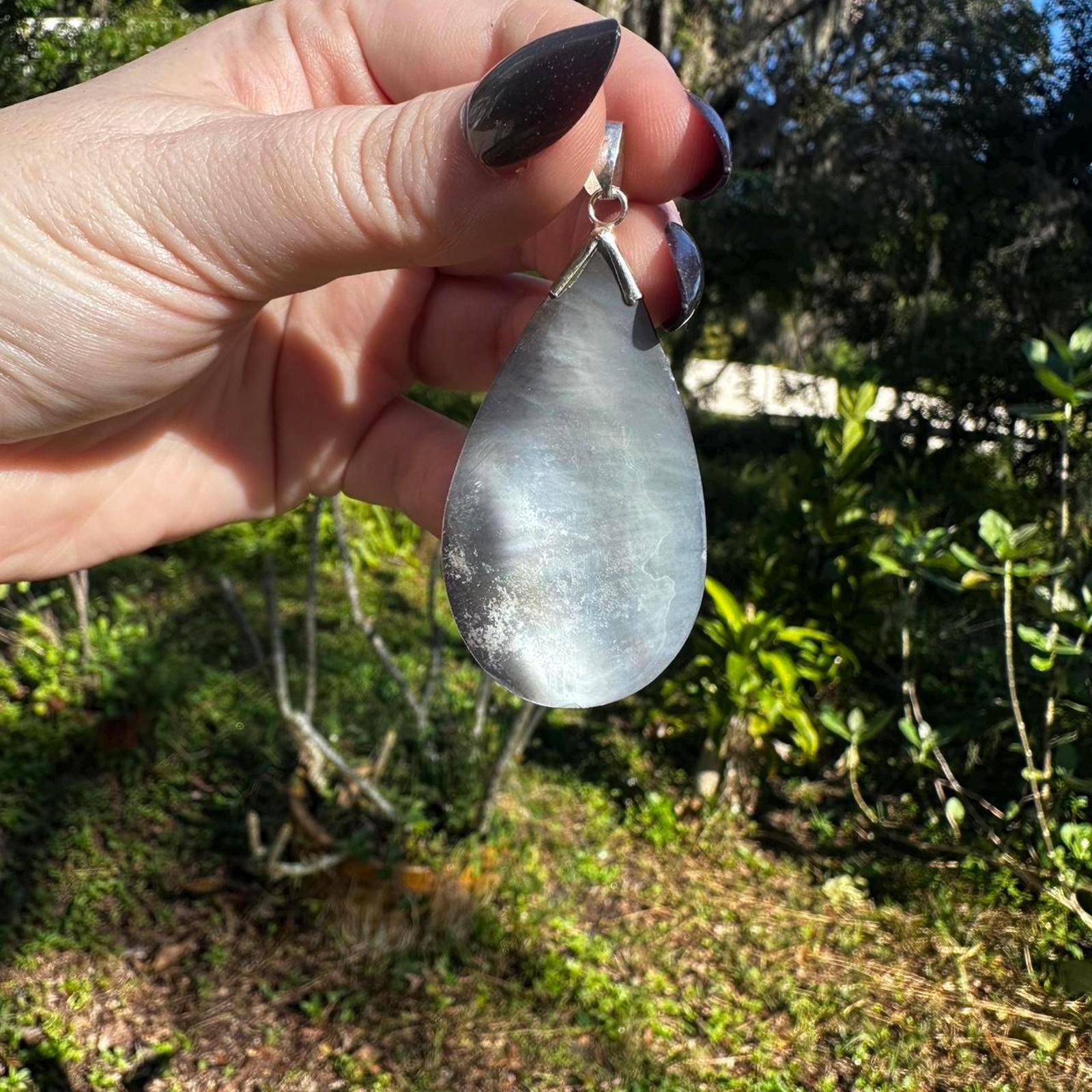 Sterling Silver Black Abalone Shell Pendant