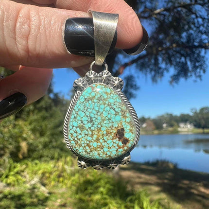 Handmade Native American Sterling & Turquoise Pendant- Signed/Stamped