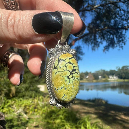 Handmade Native American Sterling & Turquoise Pendant- Signed/Stamped