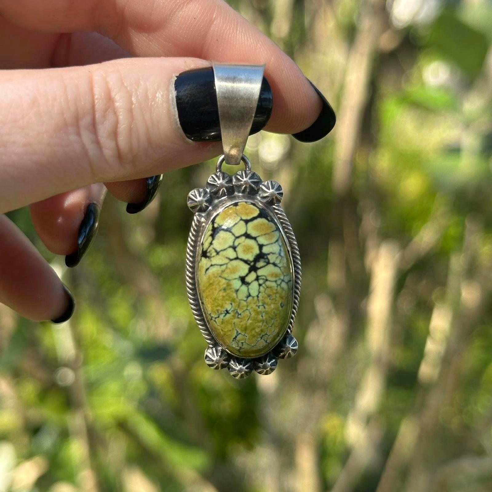 Handmade Native American Sterling & Turquoise Pendant- Signed/Stamped