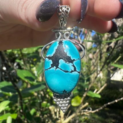 Vintage Sterling Silver Turquoise Pendant