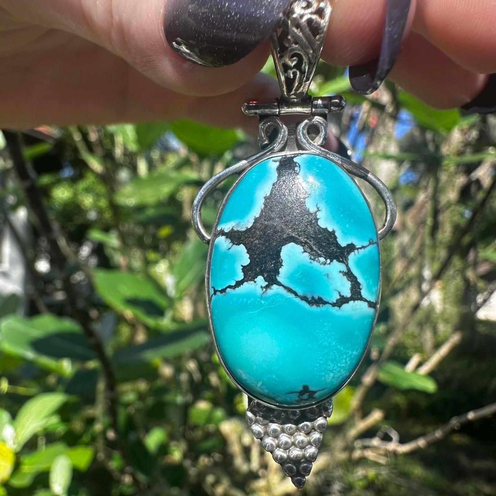 Vintage Sterling Silver Turquoise Pendant