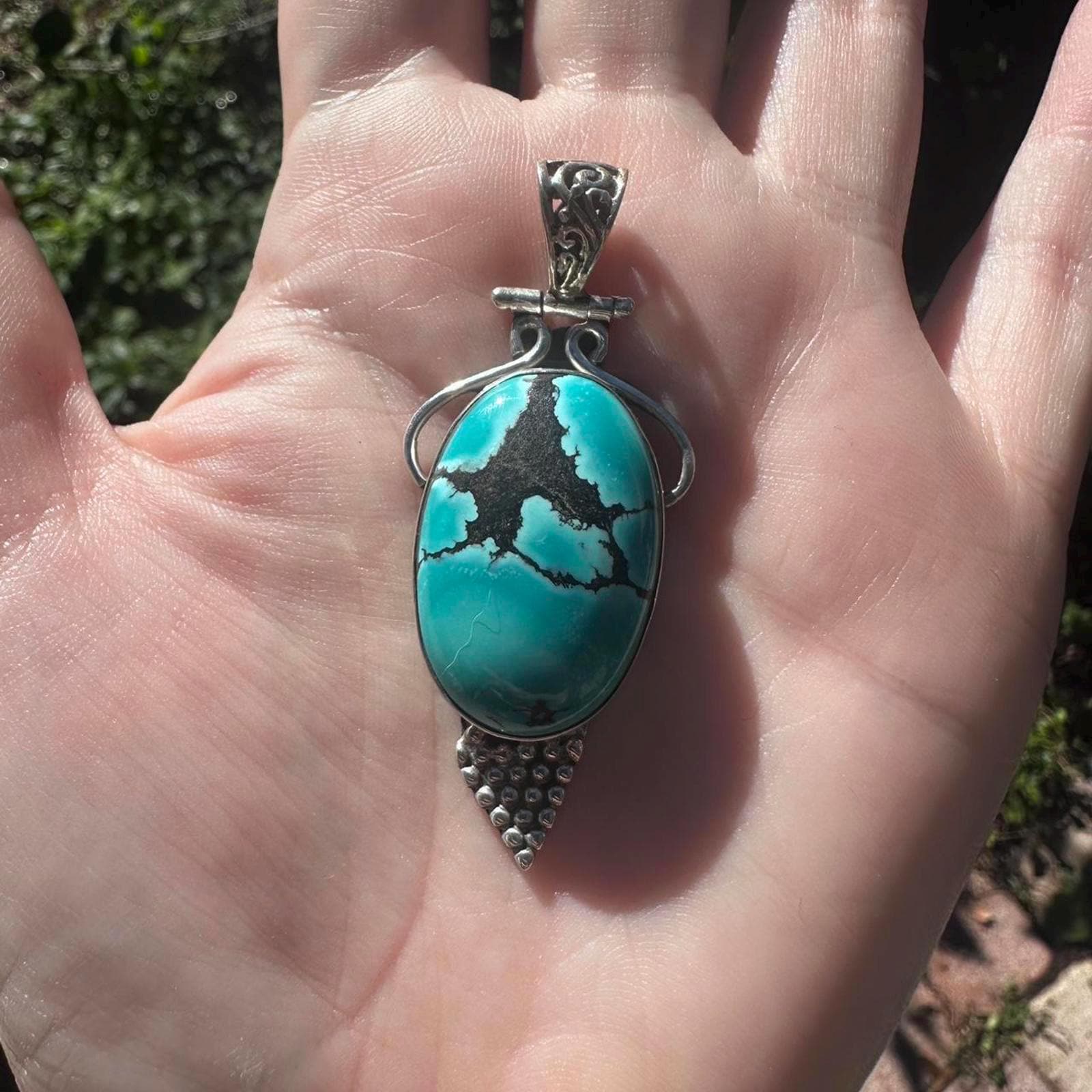 Vintage Sterling Silver Turquoise Pendant