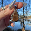 Sterling Silver Ammolite Pendant. Approx 1.5 inches. Yellow/Brown Shift