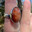 925 Sterling Silver Sunstone Adjustable Thick Band Ring