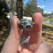 925 Sterling Silver Funky Symbol Amethyst Ring