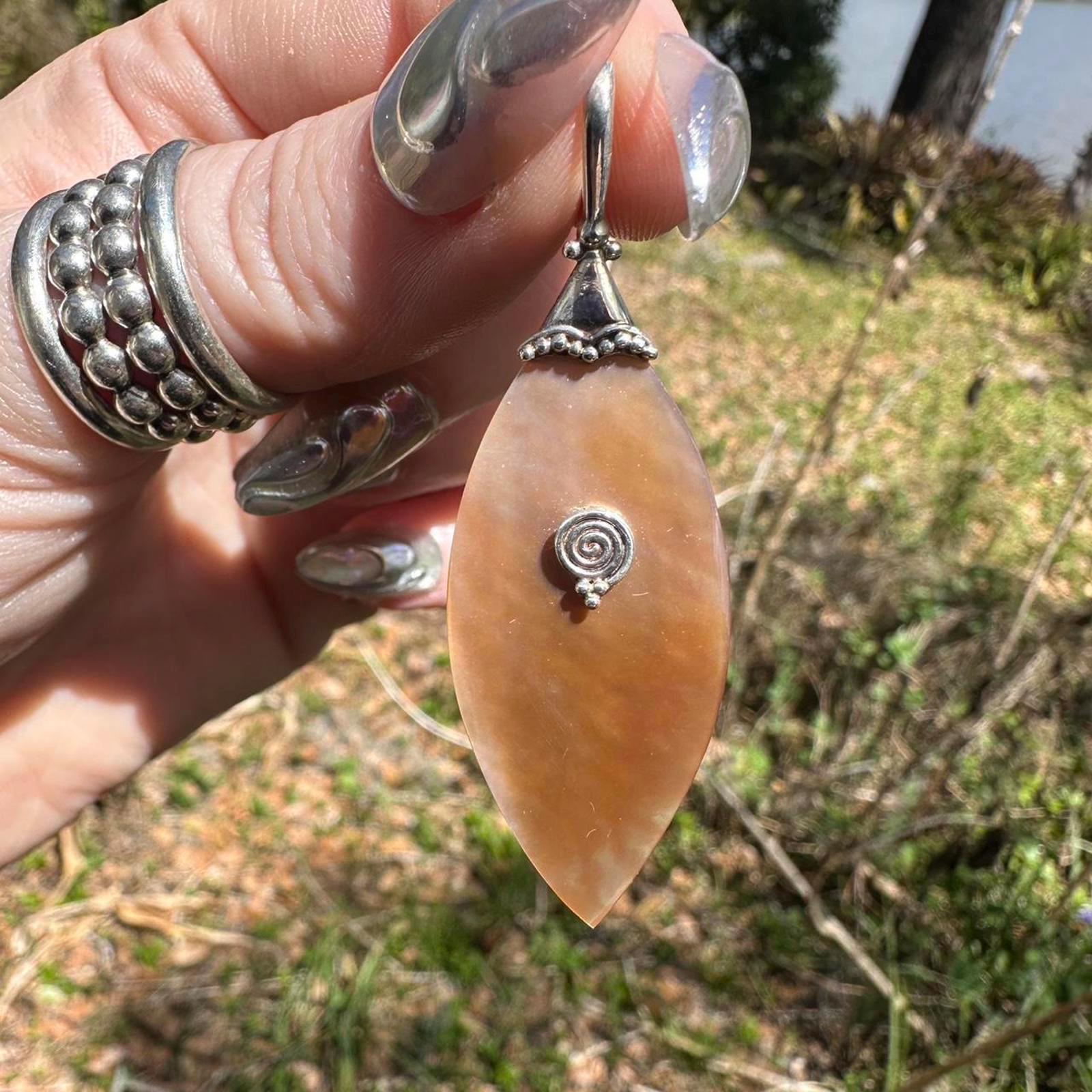 925 Sterling Silver Sajeen Spiral Mother of Pearl Pendant