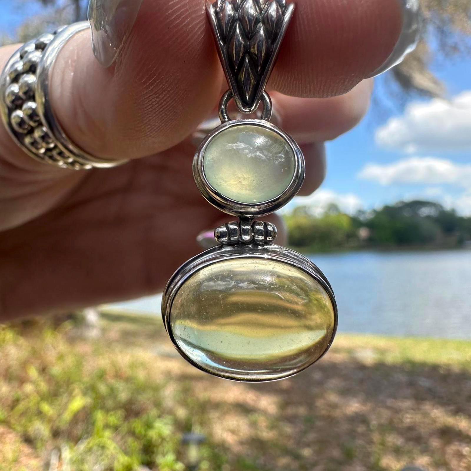 925 Sterling Silver Lemon & Green Citrine Pendant