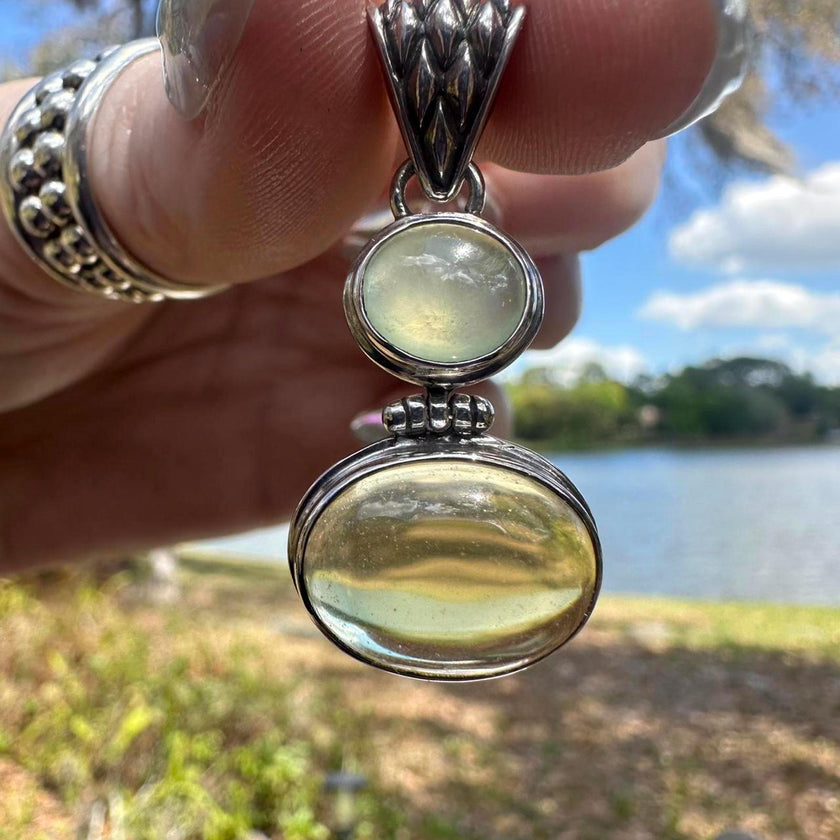 925 Sterling Silver Lemon & Green Citrine Pendant