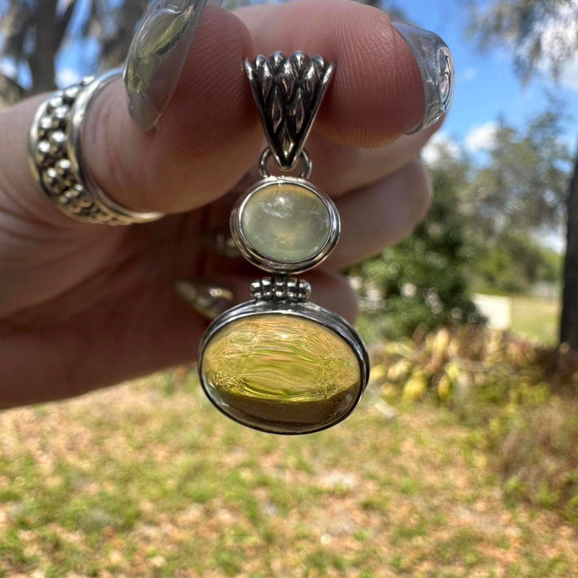 925 Sterling Silver Lemon & Green Citrine Pendant