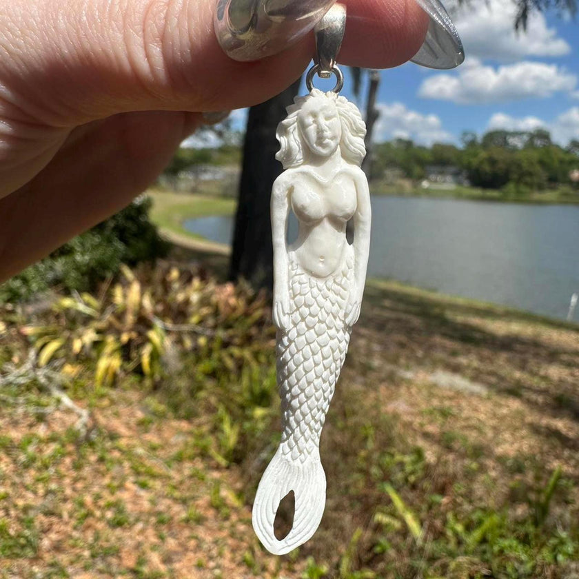 925 Silver & White Resin Mermaid Pendant
