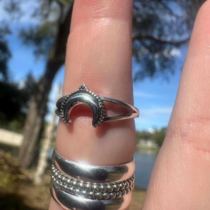 Sterling Silver Moon  Ring Size 8.75