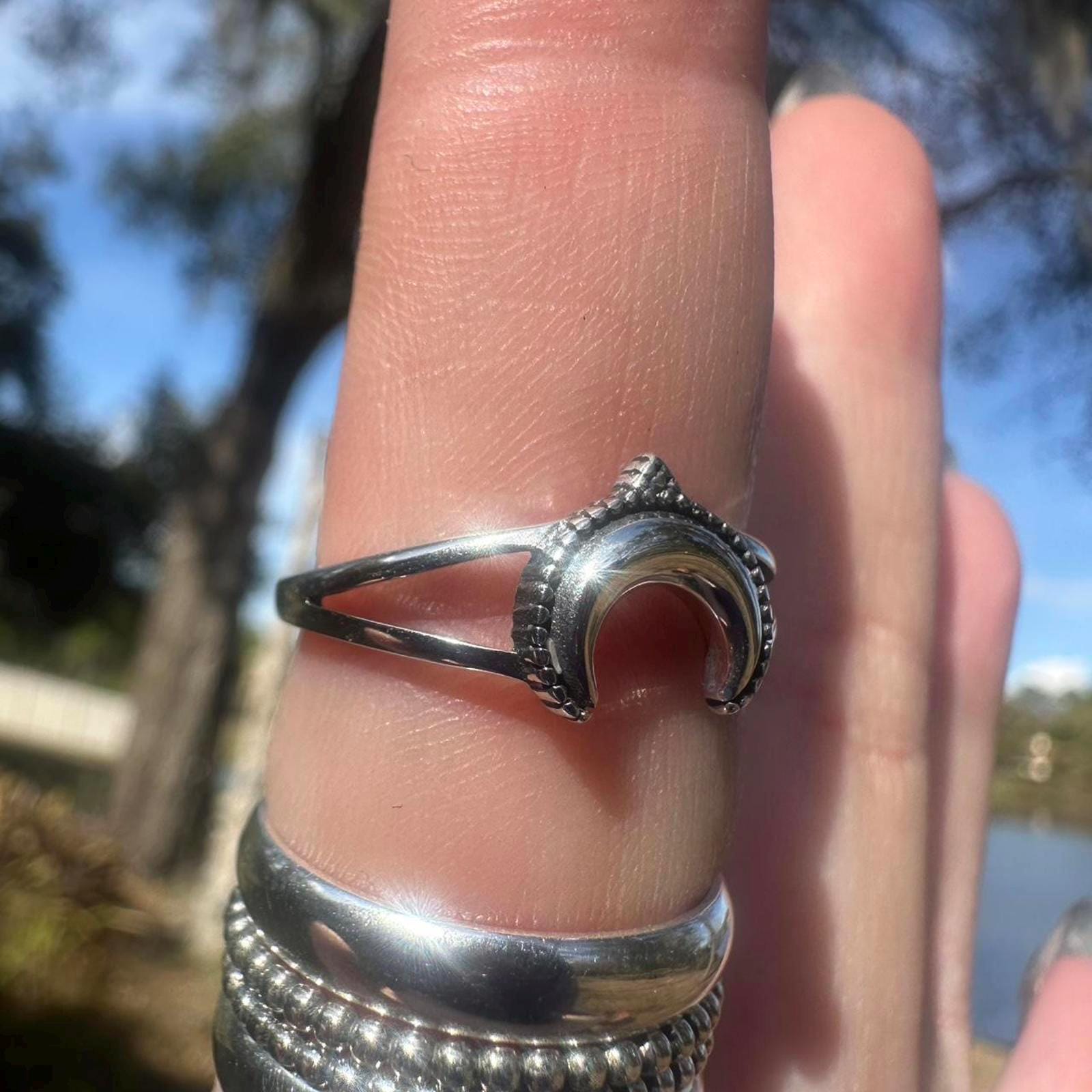 Sterling Silver Moon  Ring Size 8.75