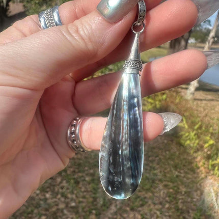 Sterling Silver Abalone Shell Pendant. Approx 2.5” ( Large)