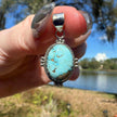 Sterling Silver Kingman Turquoise Pendant . Approx 1” (Small)