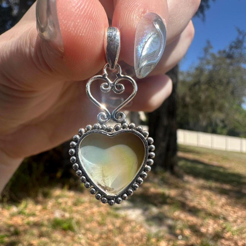925 Sterling Silver Heart Biwa Pearl Pendant