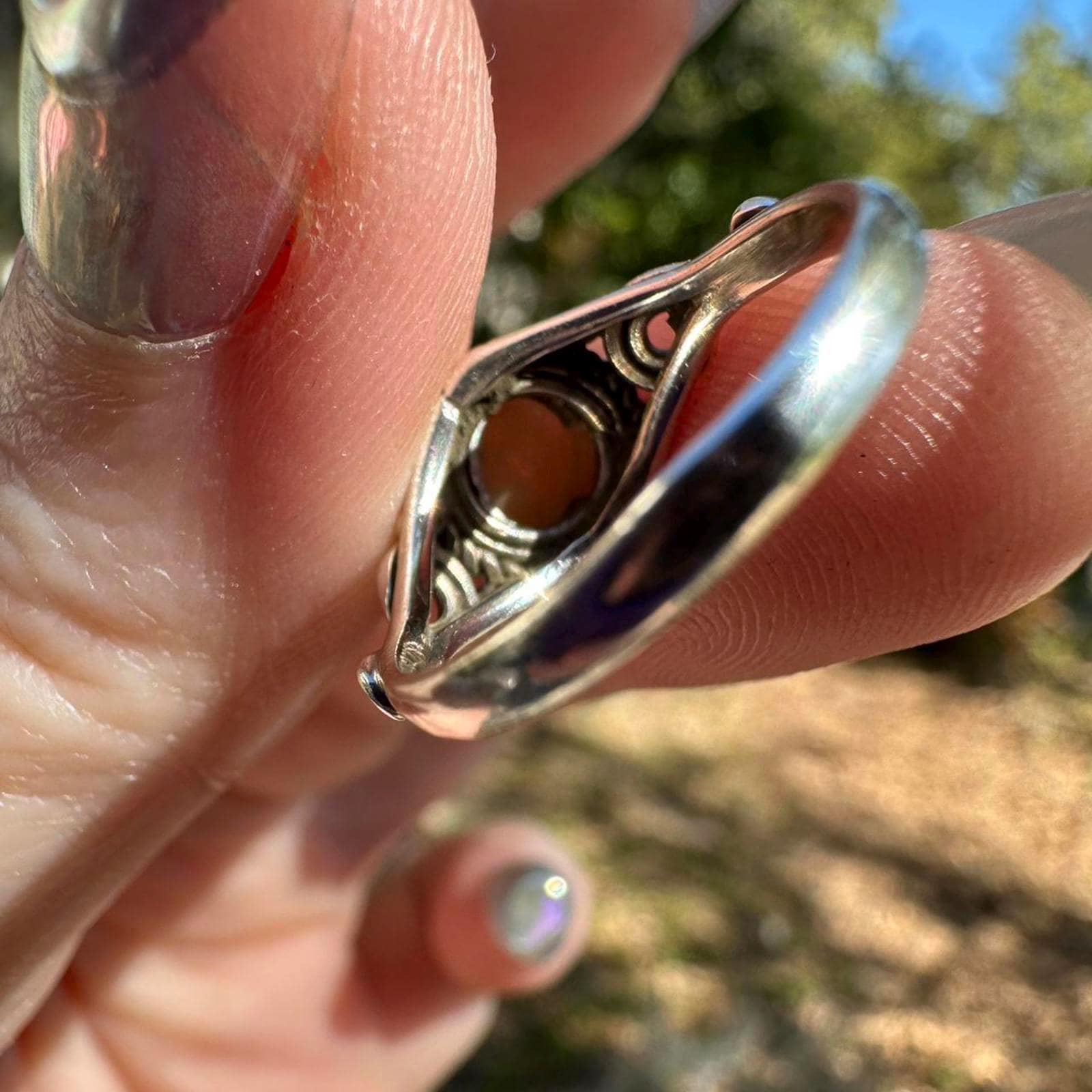 925 Sterling Silver Ethiopian Opal w/ Spiral Detail Ring Size 5