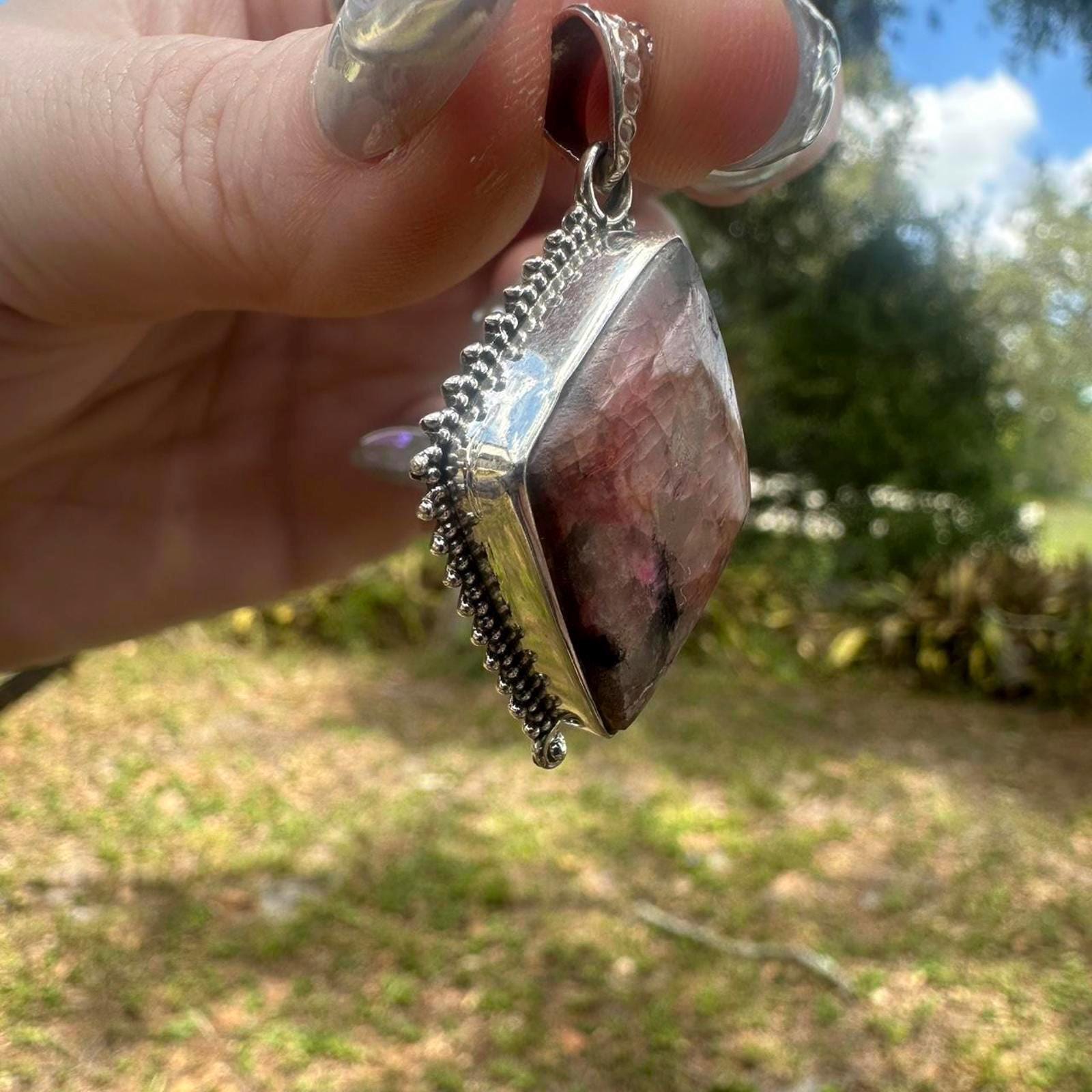 925 Sterling Silver Natural Pink Ruby Pendant