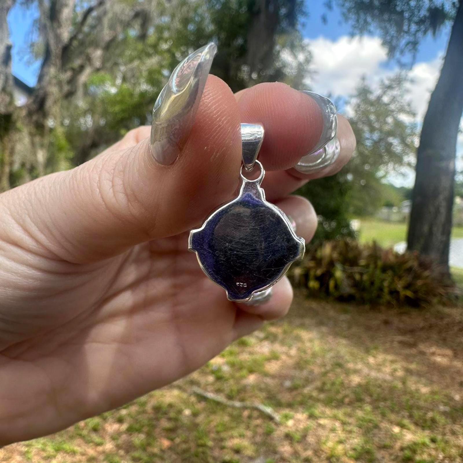 925 Sterling Silver Blue Turquoise Pendant