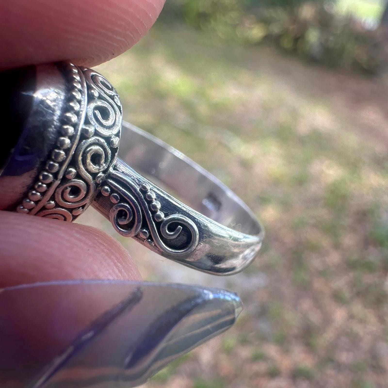 925 Sterling Silver Labradorite Bail Style Ring Size 8
