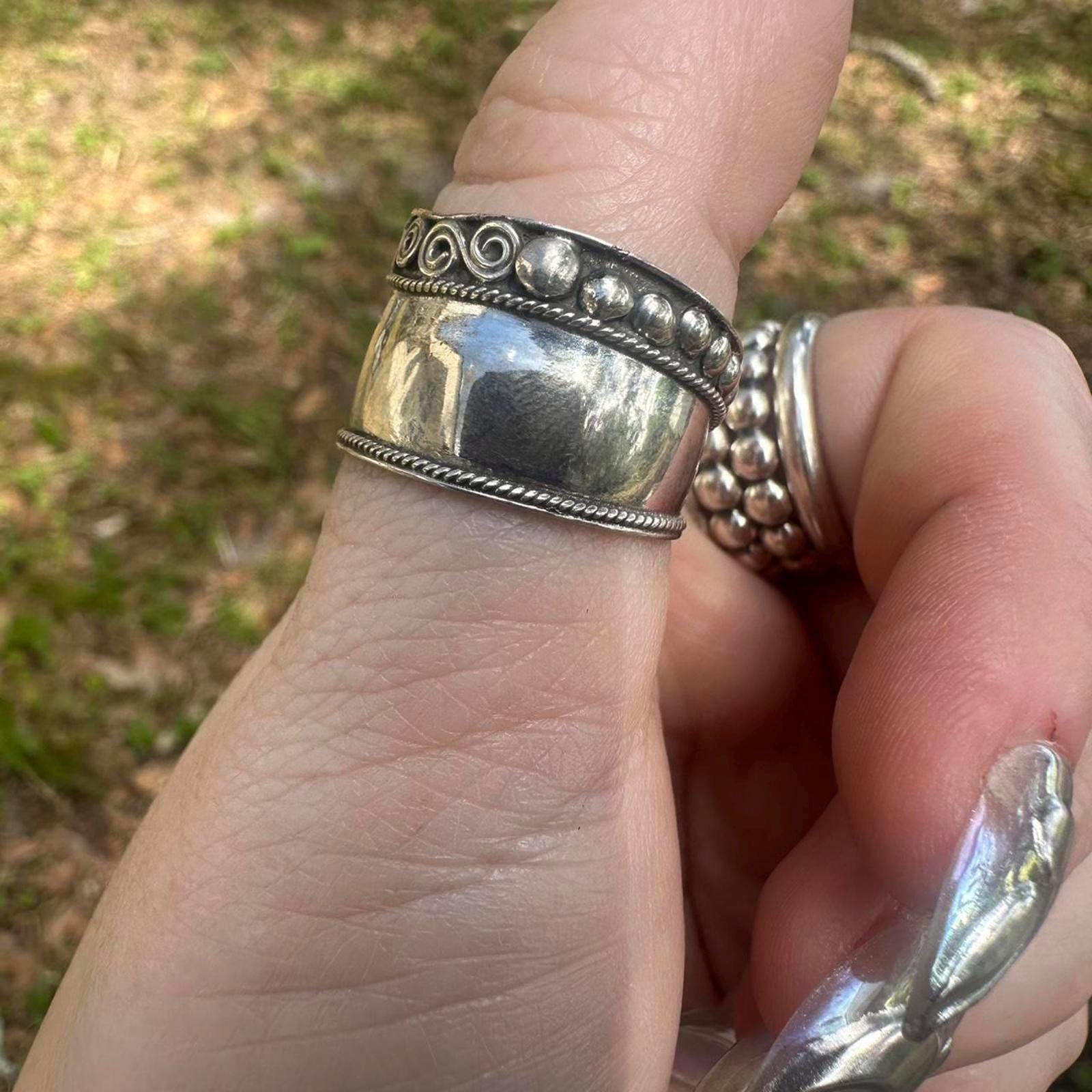 925 Sterling Silver Cigar Band Style Size 9.5