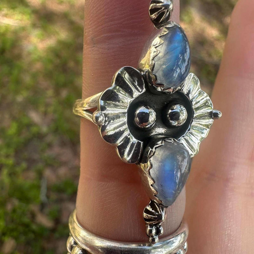 925 Sterling Silver Moonstone Ring Size 8