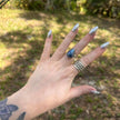 925 Sterling Silver Blue Biwa Pearl Ring Size 7