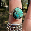 925 Sterling Silver Native American Signed Blue Turquoise Ring Size 7