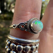 925 Sterling Silver Ethiopian Opal Spiral Detail Ring Size 10