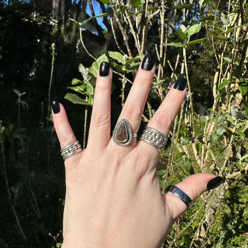 Sterling Silver Ammolite Ring Size 10