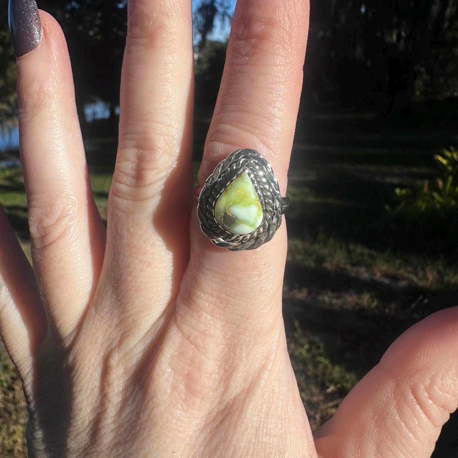 925 Sterling Silver Palamino Turquoise Ring Size 8