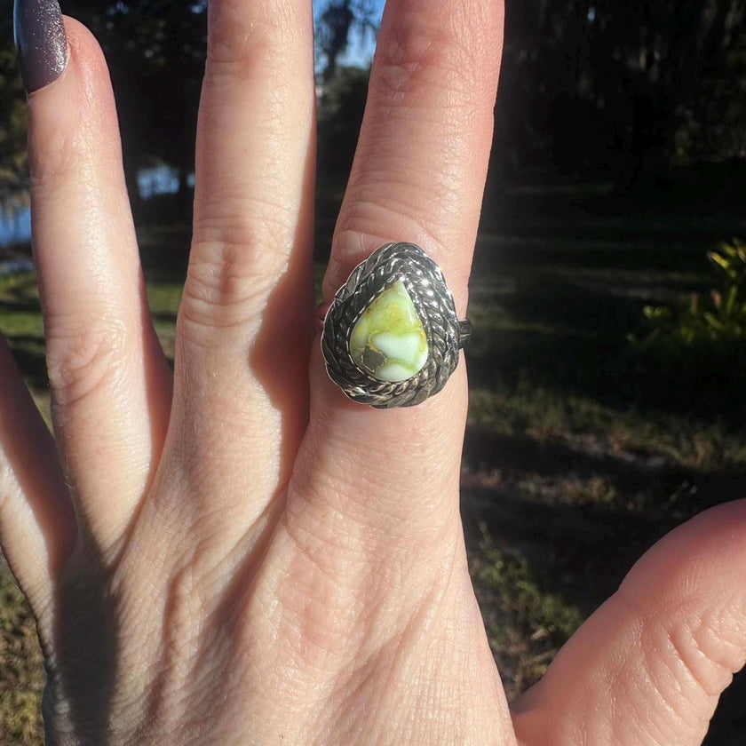 925 Sterling Silver Palamino Turquoise Ring Size 8