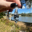 Sterling Silver Snowflake Obsidian Pendant Approx 1.5 inches