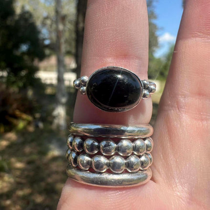 925 Sterling Silver Black Onyx Ring Size 8