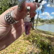 925 Sterling Silver Purple Amethyst Crystal  Pendant