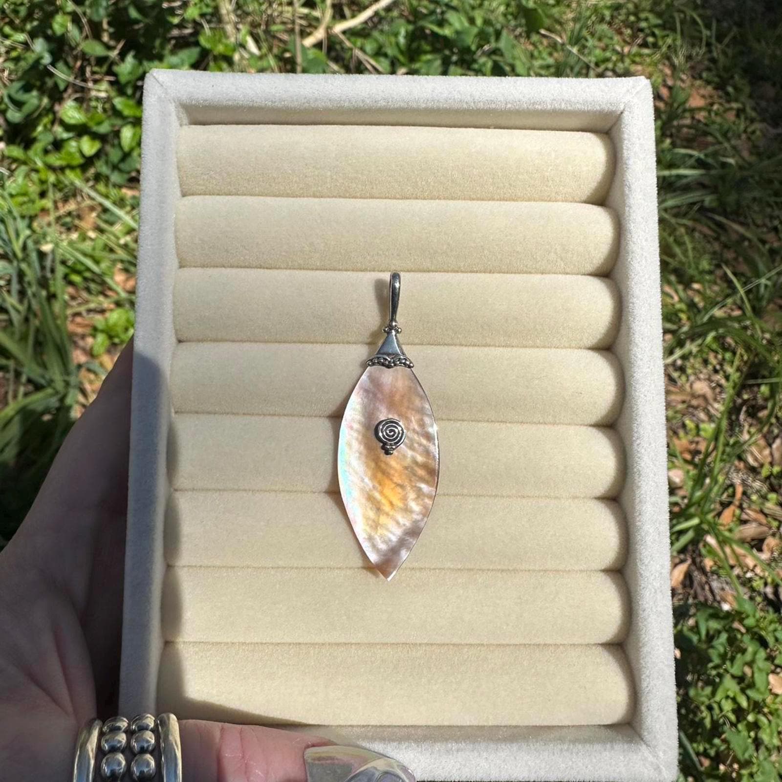 925 Sterling Silver Sajeen Spiral Mother of Pearl Pendant