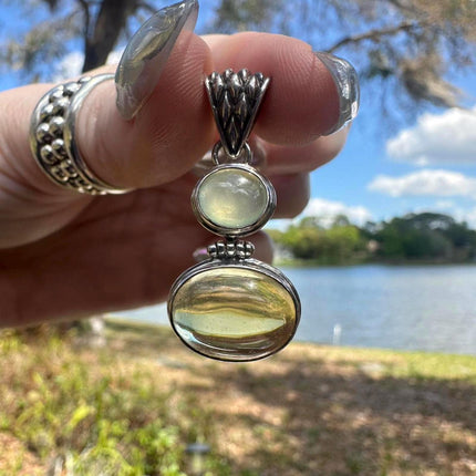925 Sterling Silver Lemon & Green Citrine Pendant