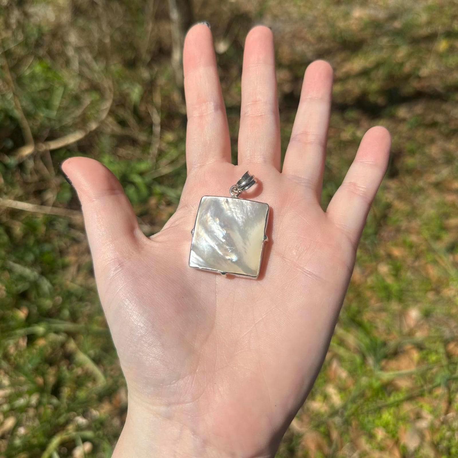 Sterling Silver Mother of Pearl Square Pendant