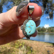 Sterling Silver Kingman Turquoise Pendant . Approx 1” (Small)
