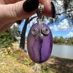 Vintage Sterling Silver Purple Agate Pendant