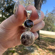 925 Sterling Silver Smokey Quartz and Fossilized Coral Pendant