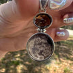 925 Sterling Silver Smokey Quartz and Fossilized Coral Pendant