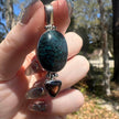 925 Sterling Silver Turquoise and Smokey Quartz Pendant