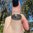 Sterling Silver Floral Thick Band Ring Size 7.75